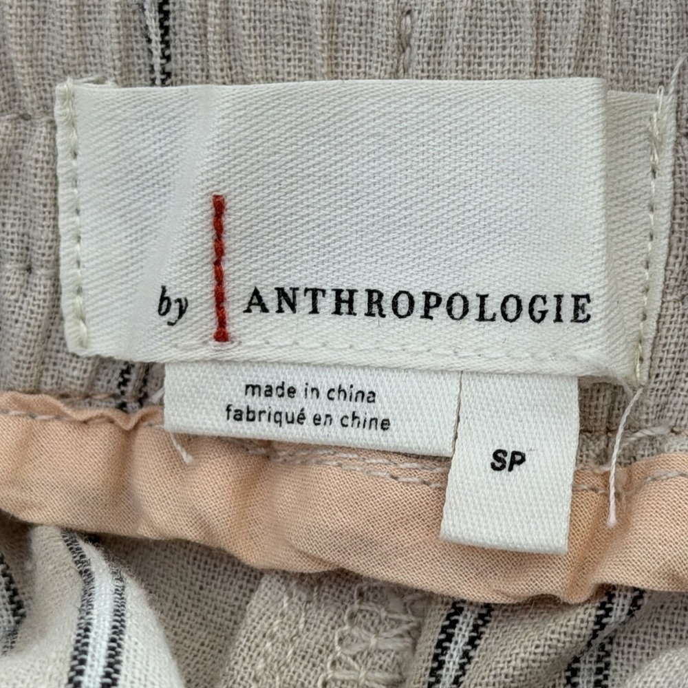 Anthropologie Seashore Stripe Linen Blend Pants Size SP Neutral Preppy Beachy - Picture 7 of 8